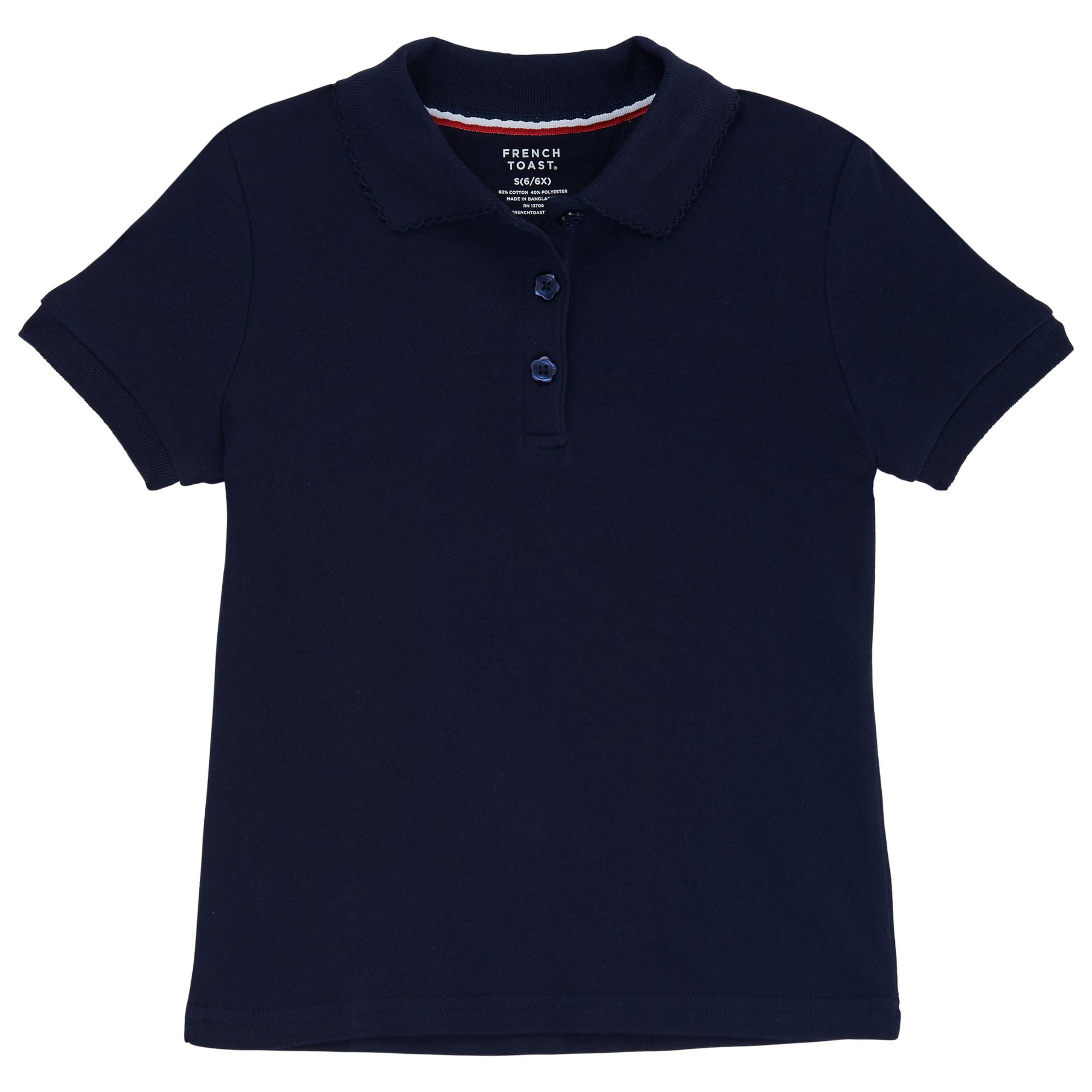 French Toast Girls Short Sleeve Interlock Polo with Picot Collar 