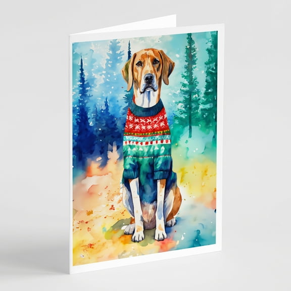 American English Coonhound Christmas Greeting Cards Pack of 8 7 in x 5 in