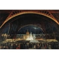 thumbnail image 2 of George Roux 24x17 Black Ornate Framed Double Matted Museum Art Print Titled: Night Feast at the 1889 Universal Exhibition, Under the Eiffel Tower (1889), 2 of 5