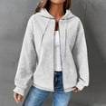 thumbnail image 5 of Breezora Ladies Casual Waffle Knit Hooded Jacket Loose Fit Drawstring Comfortable Fall Winter Outerwear Coat S Size White, 5 of 7