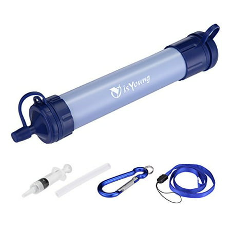 isYoung Survival Straw Outdoor Emergency Water Filter Kit - Chemical Free - Come with Cleanning Set and