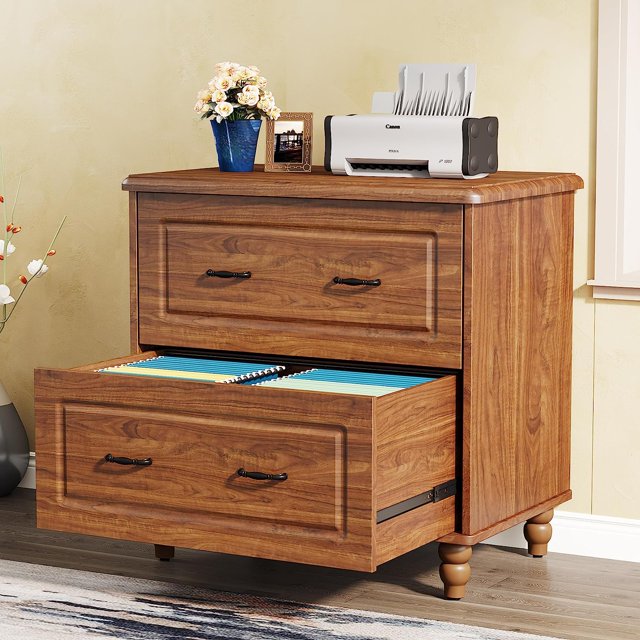 2 Drawer Wood Lateral File with Antitilt Mechanism