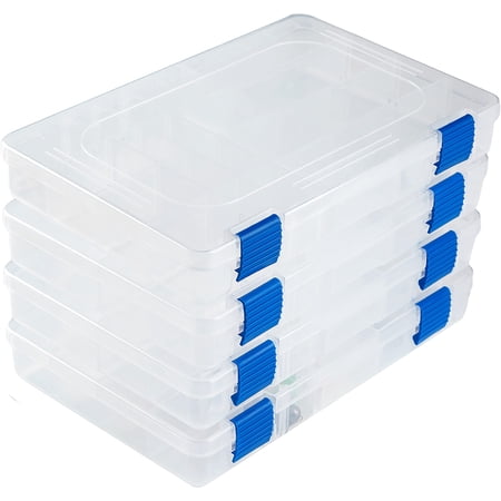 Medium Plastic Fishing Tackle Box Storage Organizer 3600 With Adjustable Dividers Tray Parts Crafts Case 4 Pack