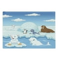 thumbnail image 1 of Animal Cutting Board, Image of Arctics Animals Polar Bears Seal Penguins Wolfs Whales Work of Art, Decorative Tempered Glass Cutting and Serving Board, Large Size, Sky Blue and White, by Ambesonne, 1 of 1