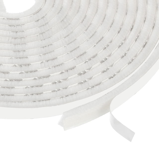 Sello de cepillo adhesivo para aislamiento de clima 3/16" x 3/8" x 49ft para puerta deslizante, ventana, armario, blanco
