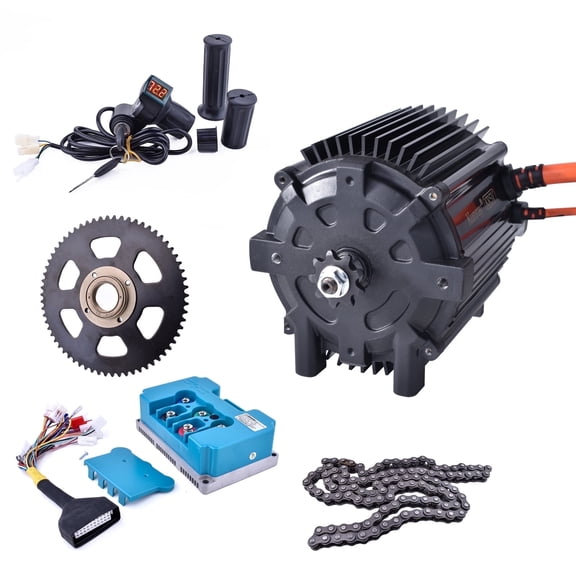 Kunray KR5V 72V 5000W Electric Brushless Motor Kit for Electric Motorcycle Dirt Bike with 100A BLDC Controller Half Twist Throttle #35 Chain