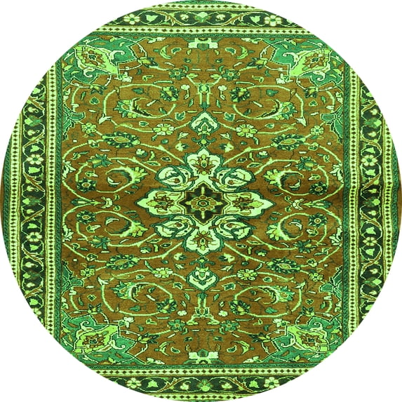 Ahgly Company Indoor Round Persian Green Traditional Area Rugs, 5' Round