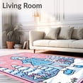 thumbnail image 2 of ODIKA 4'x6' Machine Washable Non-Slip Area Rug, Classic North Pole Washroom Showcasing Cheerful Friend High Traffic Rug with Pad, Pink, 737858, 2 of 8