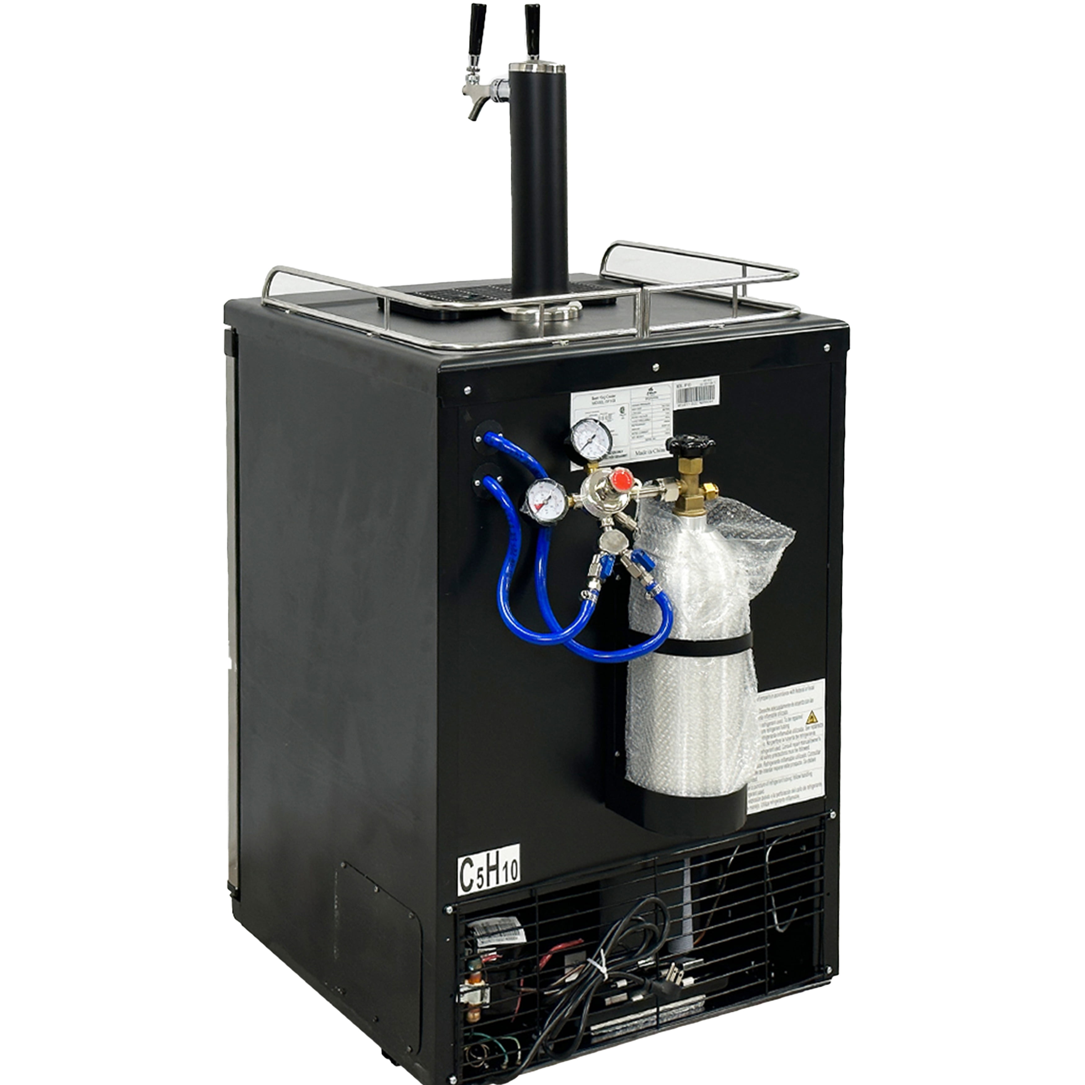 NSF 2 Tap 24 in. Beer Keg Dispenser, Kegerator Draft Beer Dispenser Refrigerator Dual Tap 6 Cu.Ft
