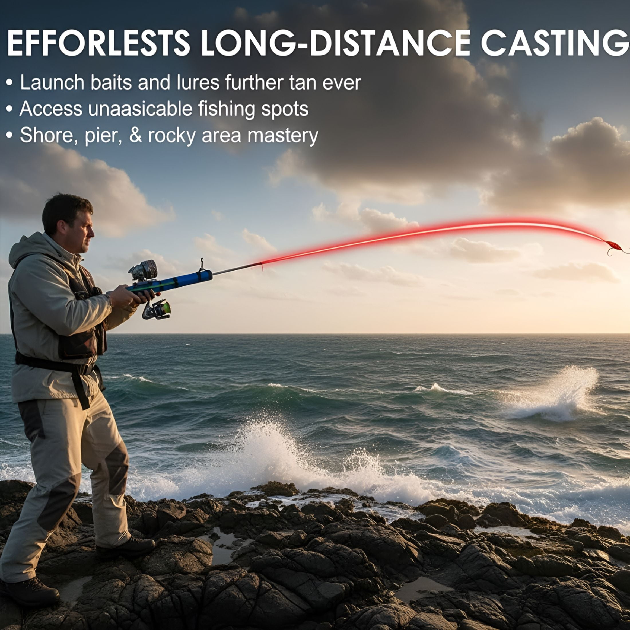 BESTSKY Fishing Catapult Rod with Interchangeable Handle,38cm Portable Travel Fishing Pole,Catapult Lure System for Saltwater & Freshwater,Compact Design Ideal for Travel,Gift for Anglers