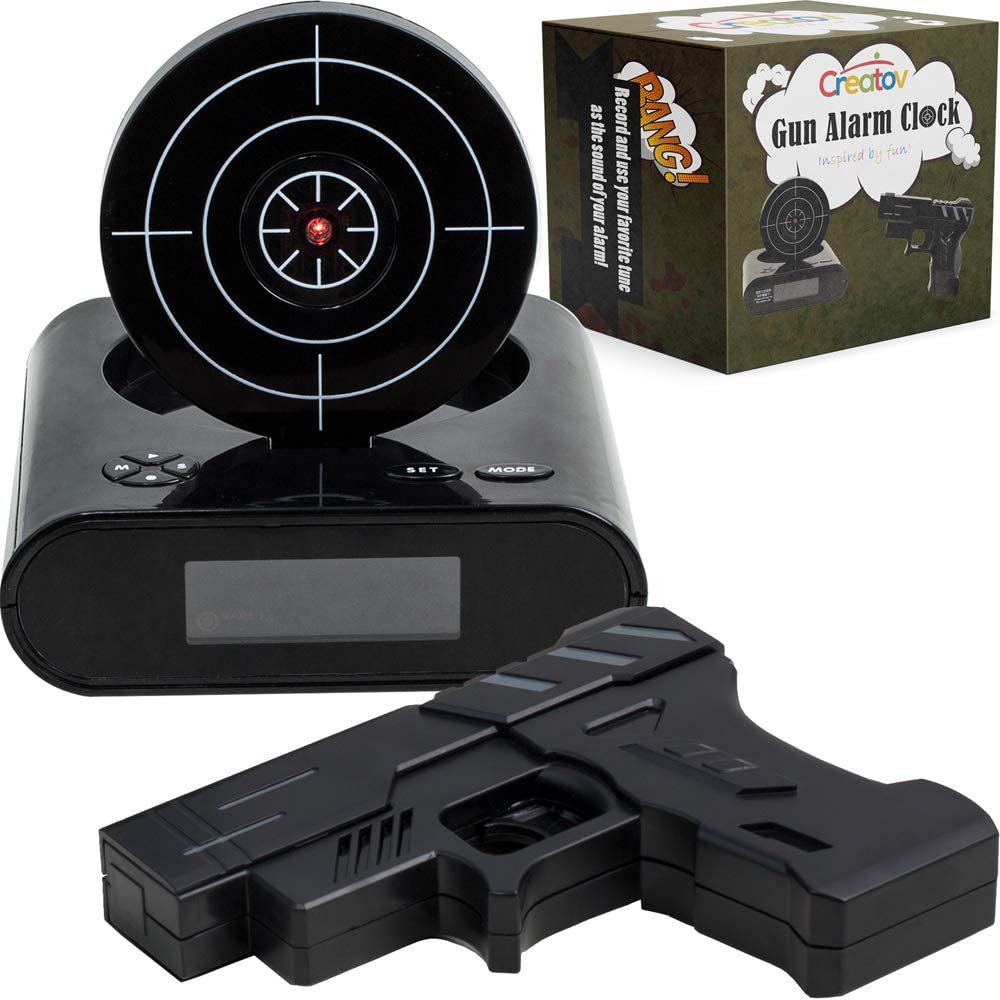 CREATOV DESIGN Target Alarm Clock with Gun, Infrared Laser and