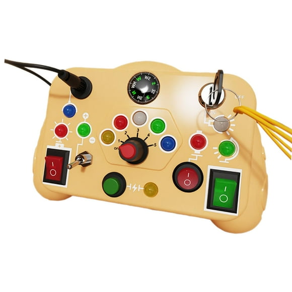 Tablero ocupado LED Hugo juguete sensorial amarillo 15,5 cm x 12,5 cm x 6 cm
