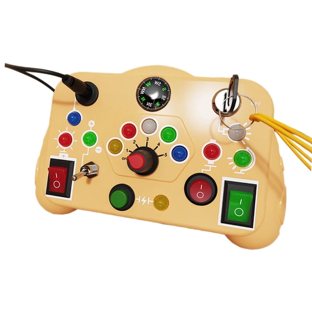 MERIGLARE LED Light Busy Board Children Puzzle Early for Kids Boy Girls Travelling Toy yellow