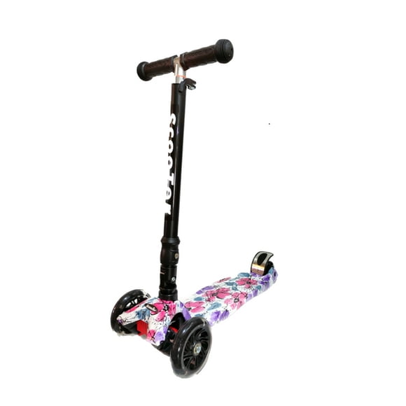 Scooter para Niña iNFANCiA FELiZ Flores Luces Led De 3-10 Años O 45 Kg