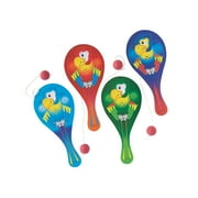 Parrot Paddleballs - Party Favors - 12 Pieces