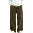 thumbnail image 2 of HAOTAGS Boys Stright Leg Pants (5-15) Wide-leg Casual Sportswear Elastic Waist Corduroy Trousers Brown Size 9, 2 of 9