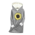 thumbnail image 2 of Tops for Women Long Sleeved Hooded Daisy Printing Thickened Casual Sweatshirt,Womens Tops Plus Size Gray XXL, 2 of 5