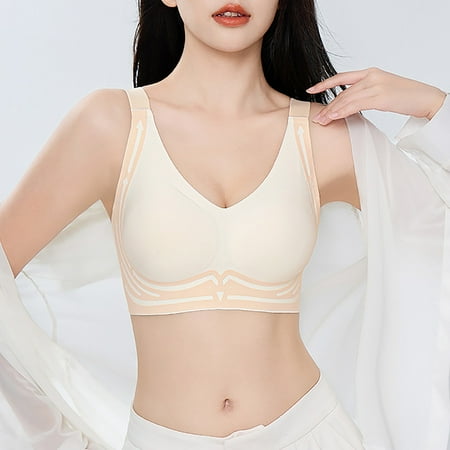Super Gather Bra Soft Comfortable Gather Bra Wireless Up Bra Lift Bra Women Lingerie Everyday Sports Bras  Bras with U-Plunge Neckline  Bras for Petite Frame Adjustments