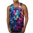thumbnail image 5 of Sakmal Scoop Neck Mens Tank Tops Purple Purple Graphic Lion Lightweight Stringer Camisole Muscle Tunic Tops, 5 of 7