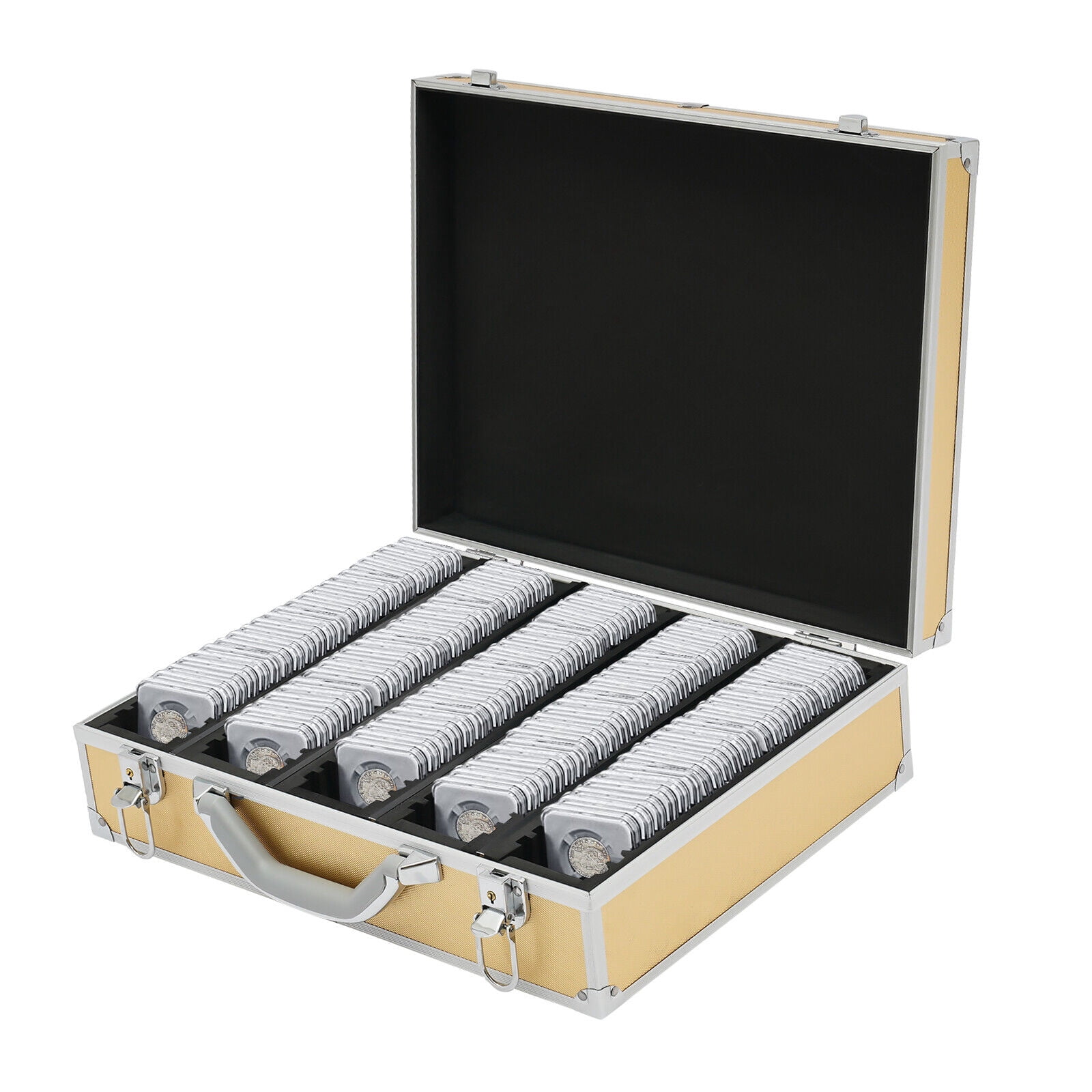100 Coins Aluminum Coin Container Storage Box Holder Display Case with Handle