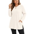 thumbnail image 7 of Plus Size Women's Tunic Tops Ribbed Knit Crewneck Long Sleeve Side Split Fall Soft Brushed Stretchy Relaxed Sweater XL-5XL, 7 of 7