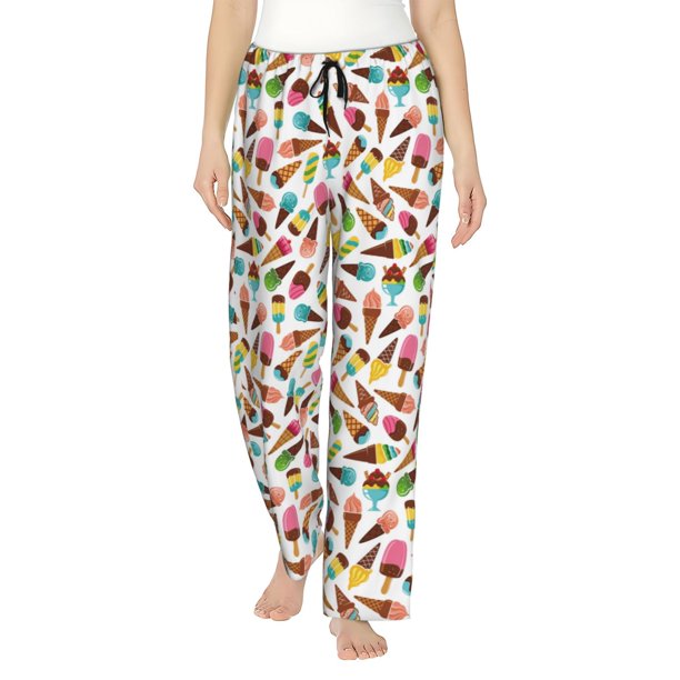 Balery Ice Cream Popsicles Pantalones de pijama para mujer, pijamas ultraligeros, pantalones de estar por casa-XX-Large