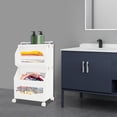 thumbnail image 5 of 2-tier Clothes Basket, Rolling Laundry Basket, Collapsible Laundry Basket for Families, Living Rooms, Bedrooms, Study Rooms, Children's Rooms, Bathrooms (15.7*11.8*28.3in), 5 of 12