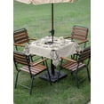 thumbnail image 5 of Square Outdoor Tablecloth with Umbrella Hole Vintage Bees Crowns Outside Table Cloth Waterproof Patio Table Cover Rustic Leaves Rings Burlap Zipper Tablecloths for Picnic Party Camping 60x60 Inch, 5 of 8