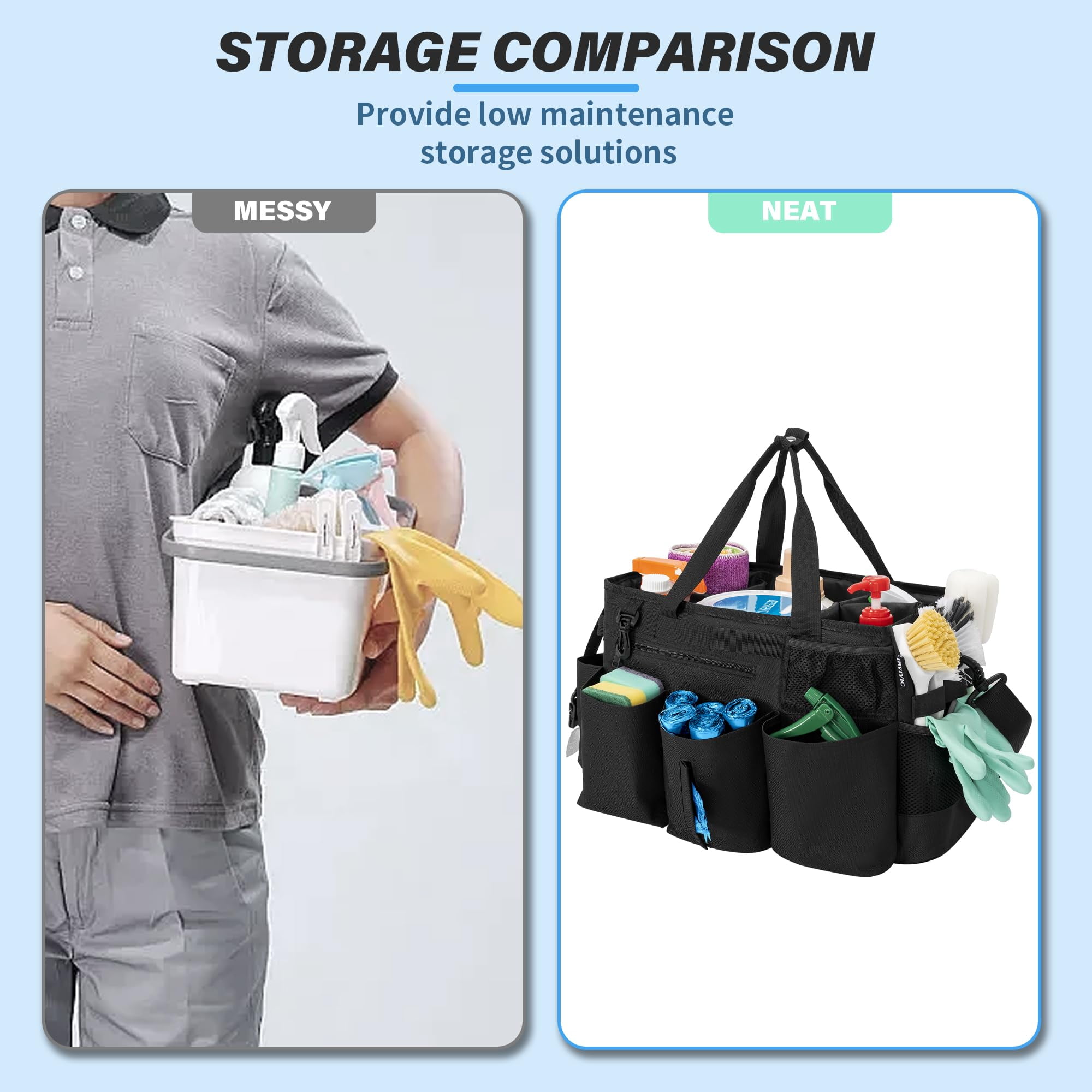 Cleaning Caddy Bag with Shoulder and Waist Straps Large Cleaning Supply Tote Bag for Cleaners Housekeepers Walmart