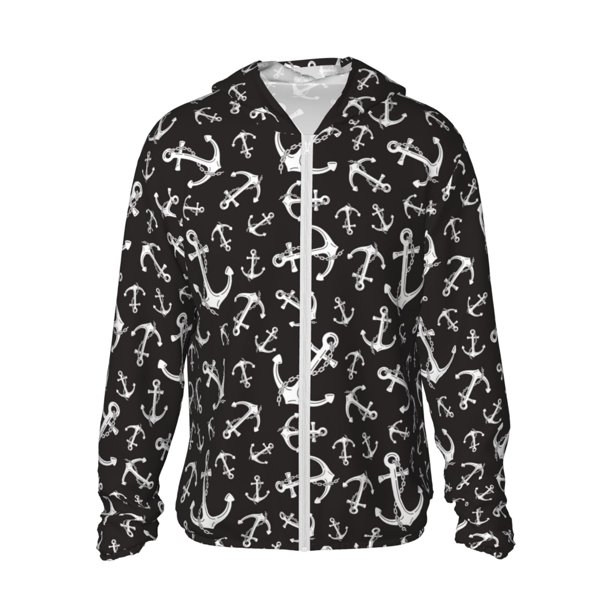Fotbe Anchor Chaqueta con Protección Solar UPF 50+ para Hombre y Mujer, Camisa con Capucha y Bolsillos-X-Large