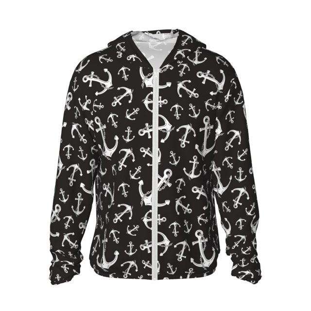 Fotbe Anchor Chaqueta con Protección Solar UPF 50+ para Hombre y Mujer, Camisa con Capucha y Bolsillos-3X-Large
