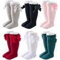 thumbnail image 1 of 6 uds. Calcetines hasta la rodilla para niña, medias con lazo, calcetines plisados para bebé, medias de uniforme escolar, 1 of 5