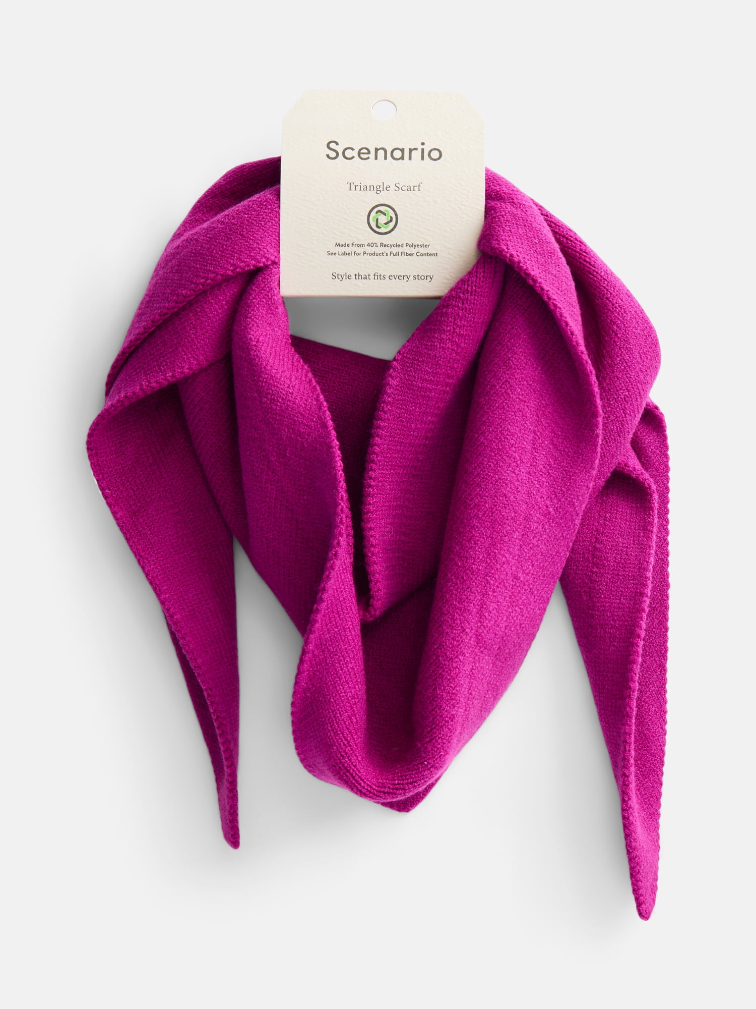 Scenario Women's Solid Knit Kite Scarf, Berry Bright