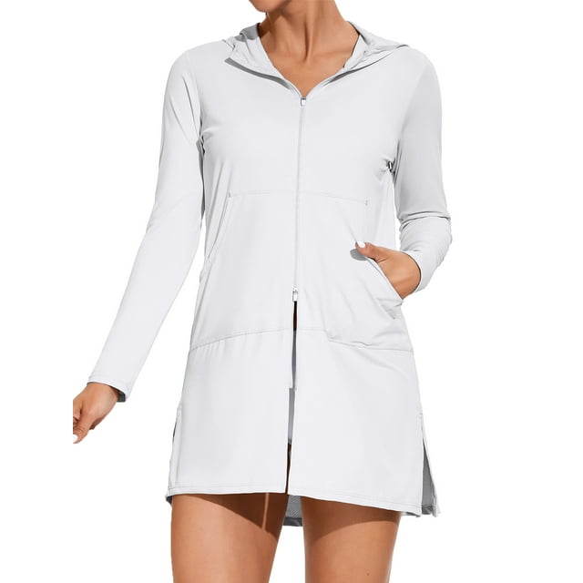 Charmo Womens Lightweight Rash Guard UPF 50+ Sun Protection Hoodie Swimm Shirts with Pockets