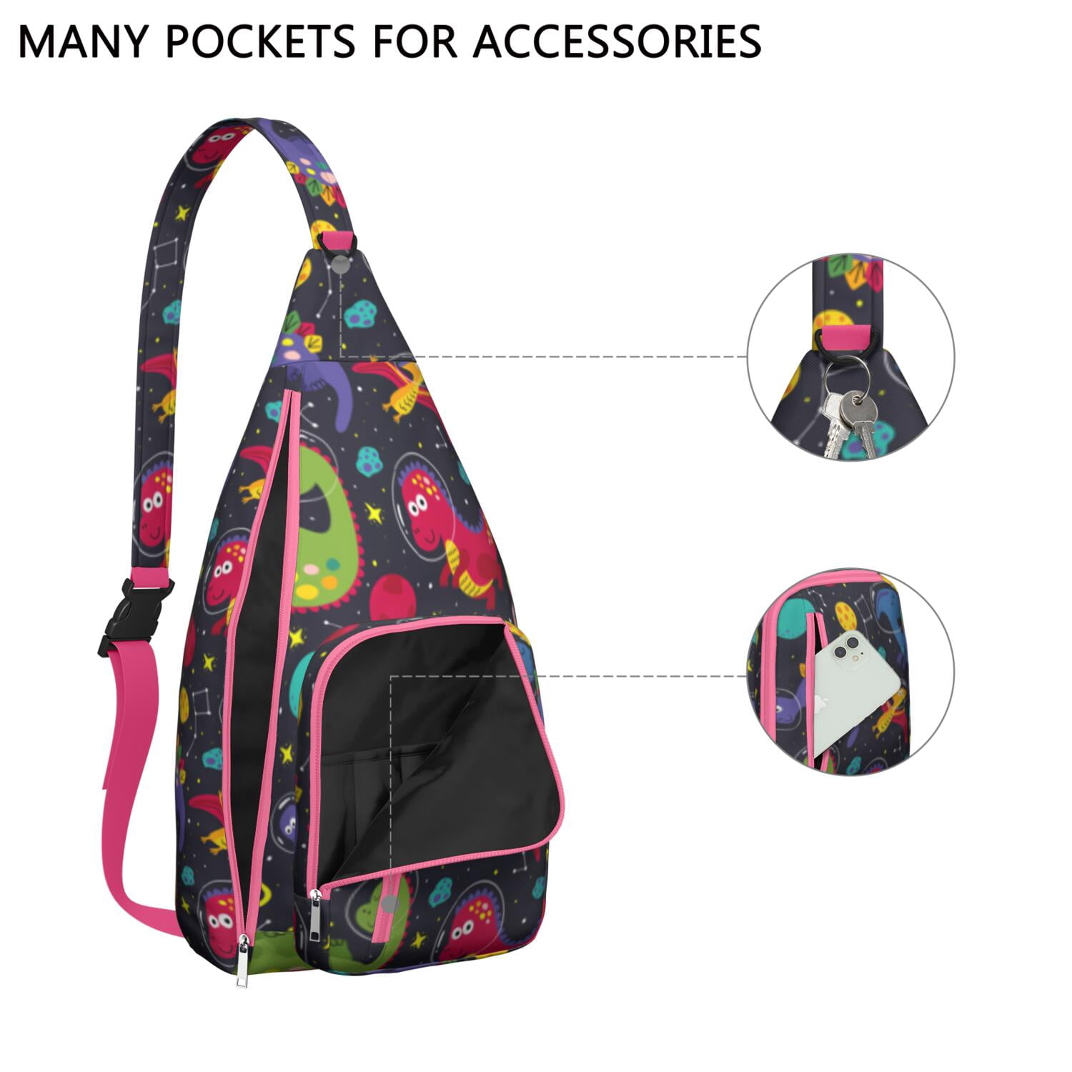 Retro Dinosaur Print Sling Backpack – Lightweight Crossbody Bag for Hiking, Travel & Daily Adventures