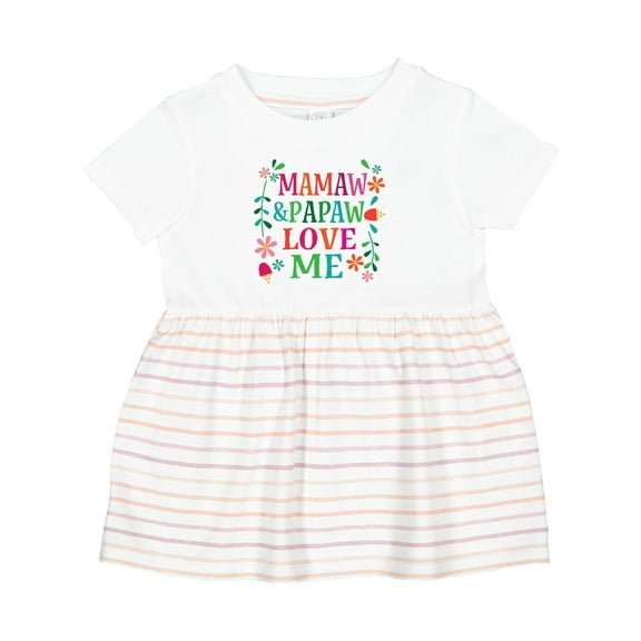 Inktastic Mamaw and Papaw Love Me Girls Baby Dress