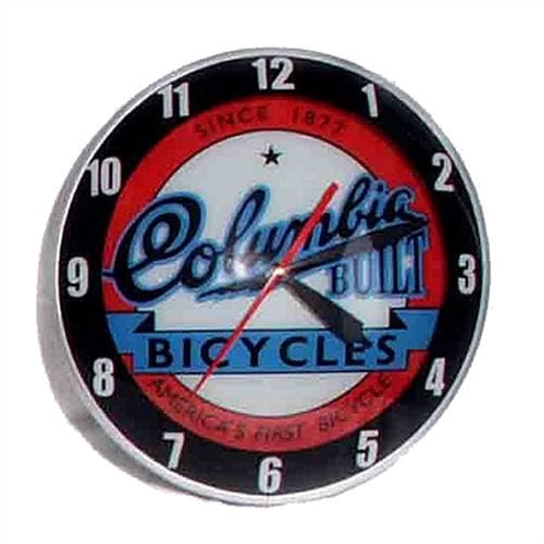 American Retro Double Bubble 14.5" Columbia Bicycle Wall Clock 