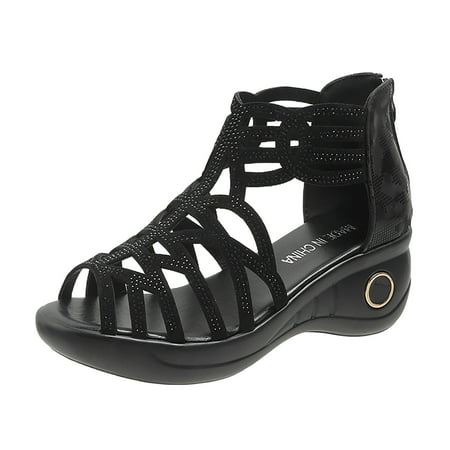 

Stamzod Sandals Women Fashion Summer Ladies Shoes Open Toe Sandals Solid Color Casual Wedges Heels Sandals Clearance
