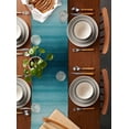 thumbnail image 2 of Ldtrchee Turquoise Ombre Table Runner 60 Inches, Modern Abstract Art Gradient Bed Runner Dresser Scarves Tabletop for Indoor Outdoor Parties/Ceremony/Banquet, 13" x 60", 2 of 8