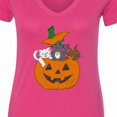 thumbnail image 4 of Inktastic Halloween Kitties in Pumpkin Women's V-Neck T-Shirt, 4 of 5