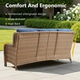 thumbnail image 7 of Opohoro 72" Outdoor Wicker Patio Sofa with Cushions, 3-Seat PE Rattan Couch for Porch, Yellow/Blue, 7 of 7