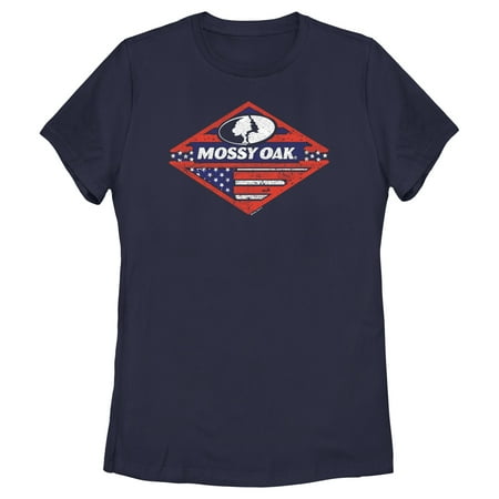 Women s Mossy Oak Patriotic Forest Logo Graphic Tee Navy Blue Large