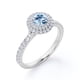 thumbnail image 3 of JeenMata Anillo de Compromiso con Diseño de Halo Doble de Aguamarina y Moissanita de Talla Brillante Redonda de 1 Quilate con Detalles Pavé en Baño de Oro Blanco de 18 K sobre Plata, 3 of 6