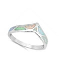 thumbnail image 4 of CHOOSE YOUR COLOR White Simulated Opal Mosaic Chevron Thumb Ring 925 Sterling Silver Band CZ Female Size 12, 4 of 4