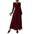thumbnail image 2 of QUNYINEY Party Womens Wedding Guest Dress Evening Red Long Sleeve Long Bodycon Dresses Slim Fit Crew Neck Flowy Formal Prom Dresses, 2 of 7