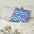 thumbnail image 6 of LNWH Decorative Pillow Covers, Blue Wavy Lines Square Sofa Decorative Knit Pillow Case, 22"x22", 6 of 8