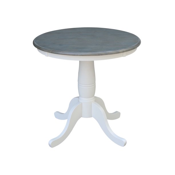 International Concepts 30" Round Top Pedestal Table Dining Height White/Heather Gray