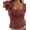 Brick Red, variant on PRETTYGARDEN Summer Tops for Women Short Sleeve Lace Trim Slim Fitted Henley Tee Shirts Y2K Fashion Clothing
