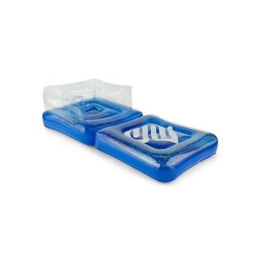 Justice 2-in-1 Foldable Pool Lounger - Lounger Float & Poolside Chair. Bring Relaxation to a new level with our Pool Lounger Durable & versatile design, Ages 6 , Inflated size: 35" x 65", Unisex, Blue