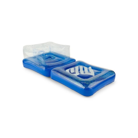 Justice 2-in-1 Foldable Pool Lounger - Lounger Float & Poolside Chair. Bring Relaxation to a new level with our Pool Lounger Durable & versatile design, Ages 6 , Inflated size: 35" x 65", Unisex, Blue